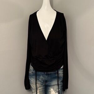 Fashion Nova Black V-Neck Blouse